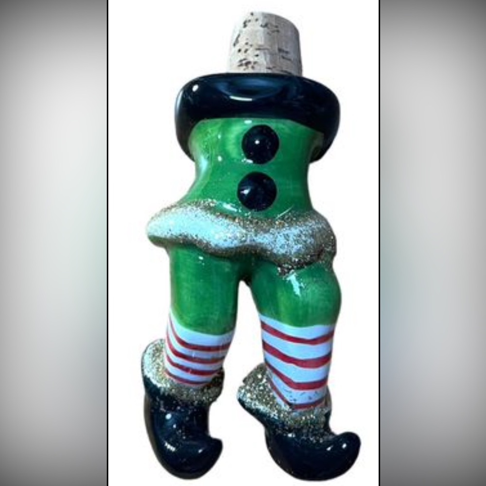 Ceramic Upside Down Elf Bottle Stopper